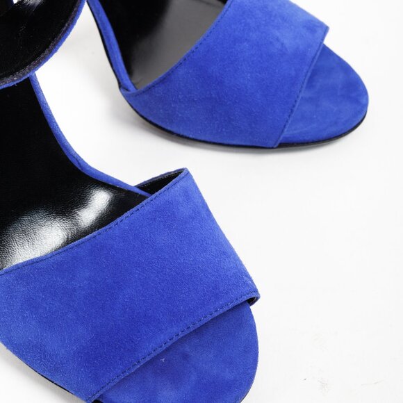 Gucci Blue Suede Maxi Ankle Strap Pumps - Picture 6 of 11